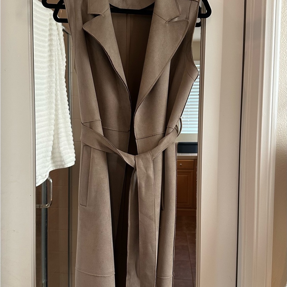 Zara Tan Sleeveless Jumpsuit Wide Lapel Collar